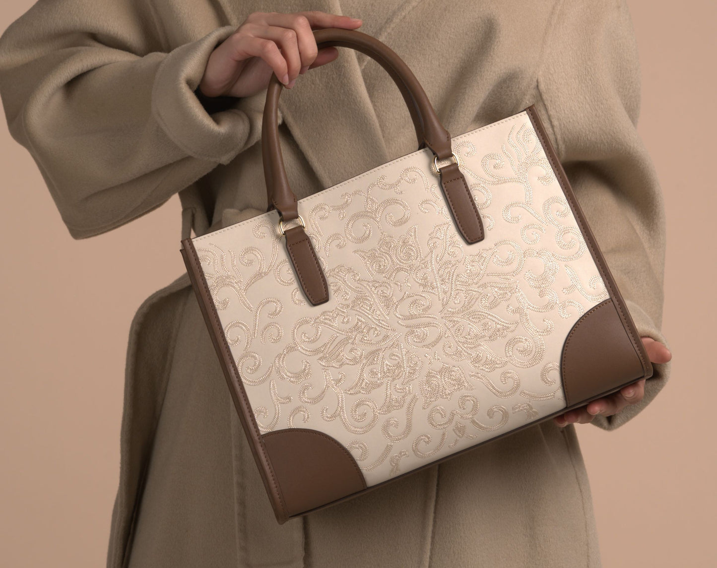 Lotus Embossed Pattern Tote Bag
